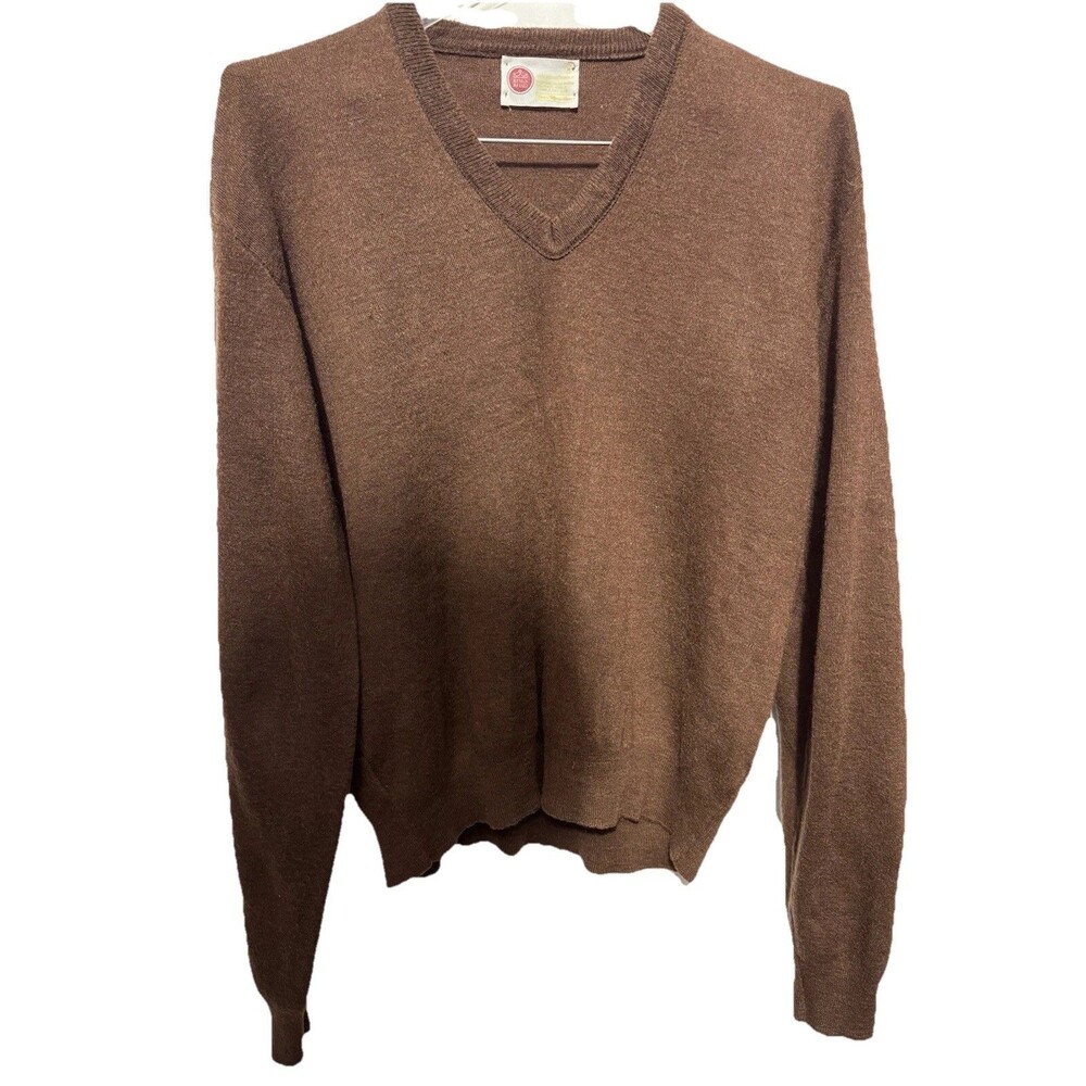 Vintage Kings Road Brown XL pullover v-neck sweater Zefran Acrylic